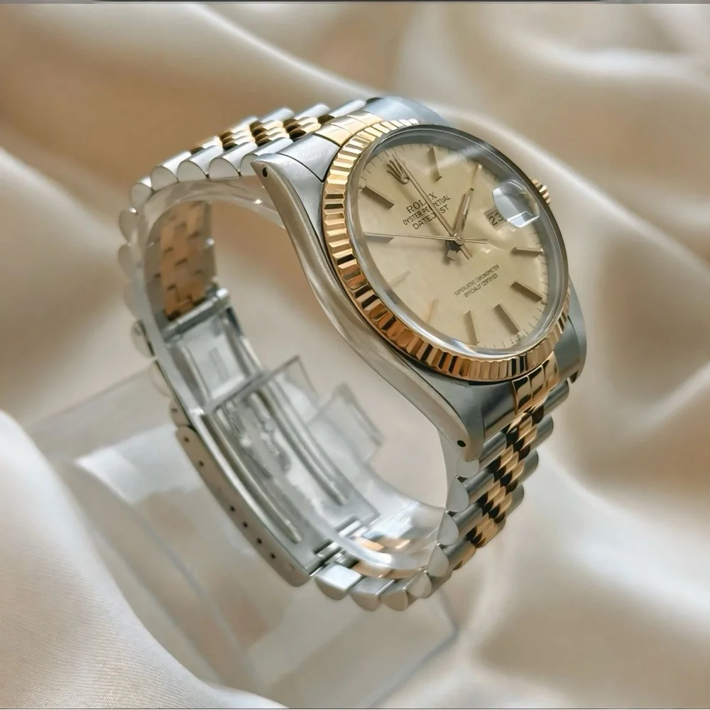 Authentic Rolex Datejust 36mm Champagne Linen Dial Unisex Watch 16013 - W/ Box